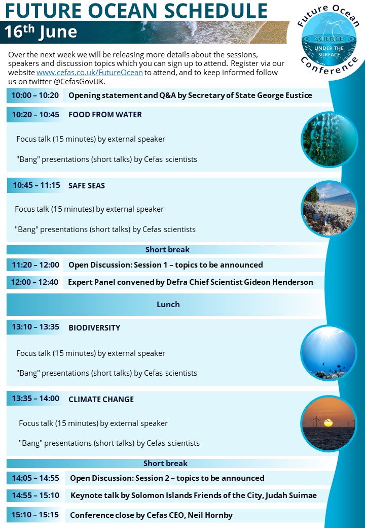 Future ocean schedule, for accessible version please email futureocean@cefas.co.uk