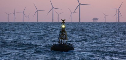 waverider in front of wind turbines