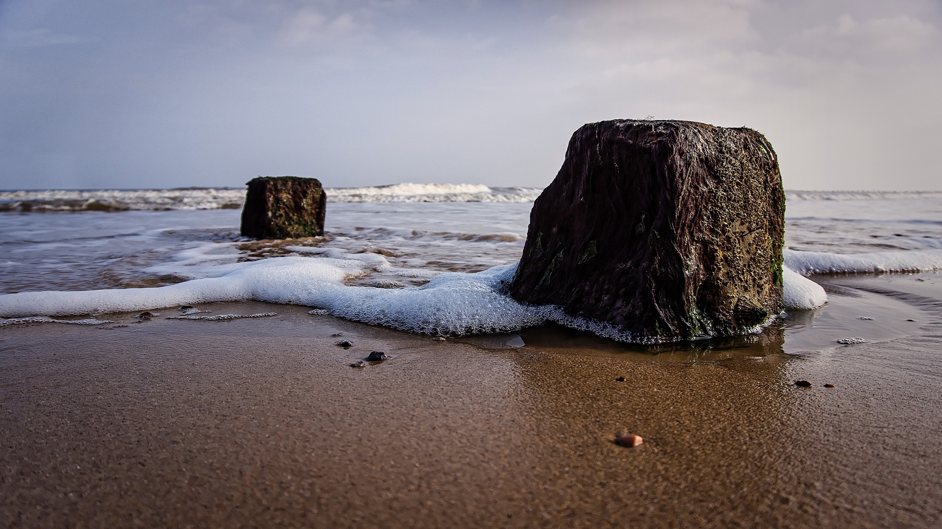 two rocks at the beach