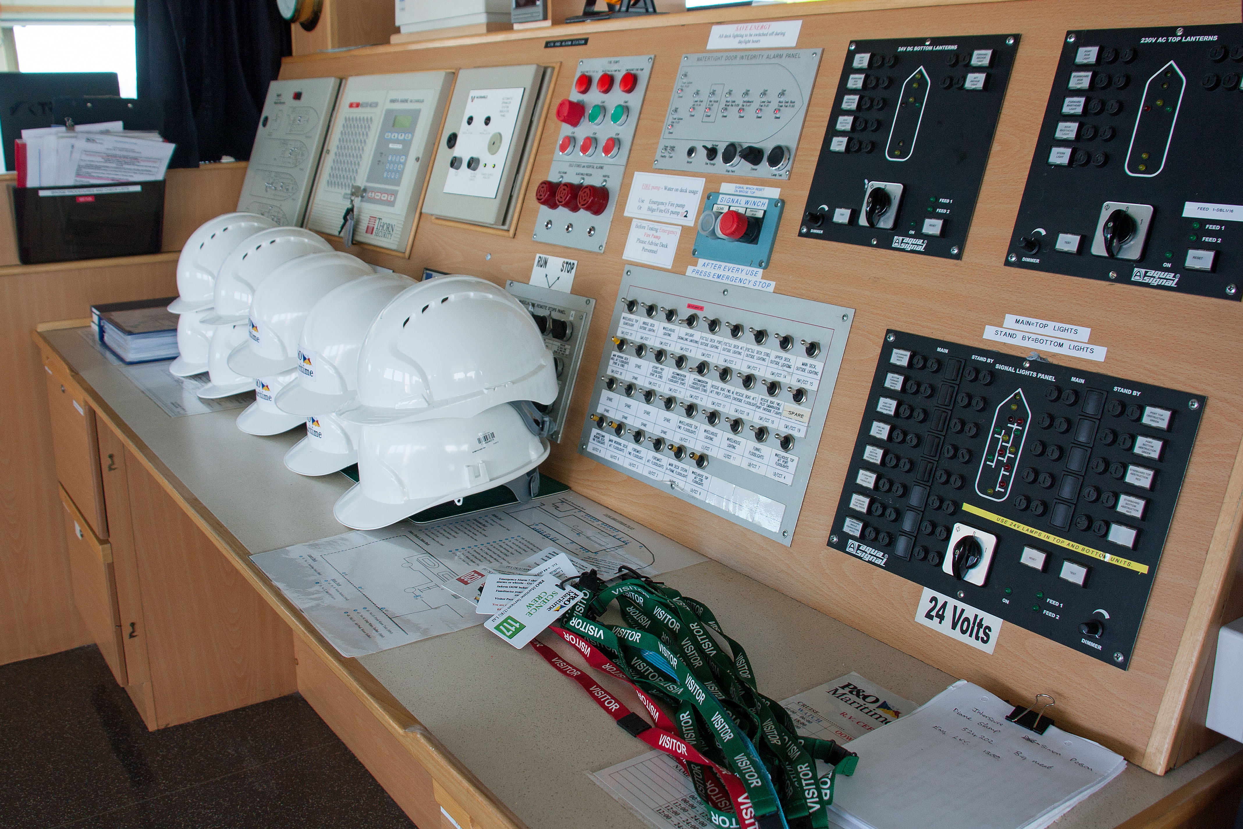 control panel on a ship