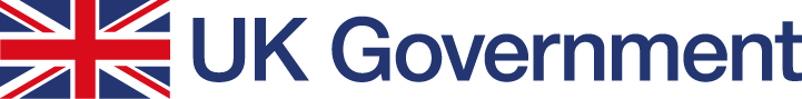 UK Government logo, the union jack with UK Government written to the right hand side of it.