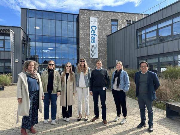 group of people standing outside in from of Cefas Lowestoft office
