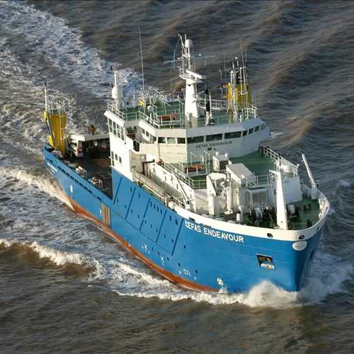 a science ship at sea