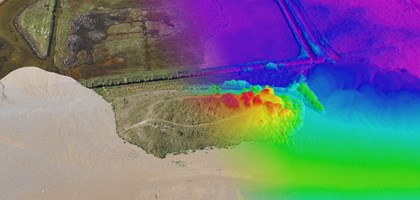 real and false colour image of a coastline from above