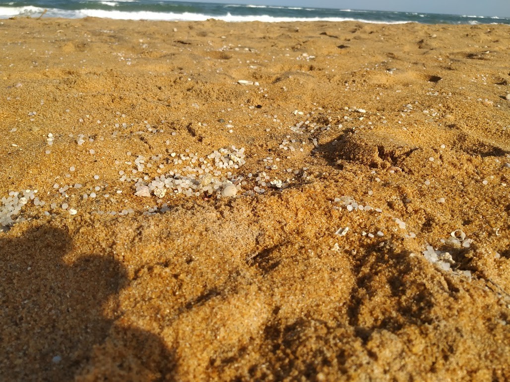 Plastic pollution on a beach in Sri Lanka